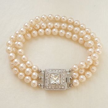 Art Deco Inspired Three String Pearl Bracelet, 3 of 7