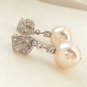 Rhinestone And Pearl Earrings, 3 of 7