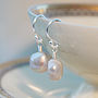 Silver Grey Freshwater Pearl Drop Earrings, thumbnail 3 of 5