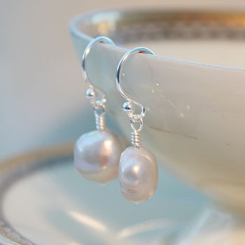 Silver Grey Freshwater Pearl Drop Earrings, 3 of 5