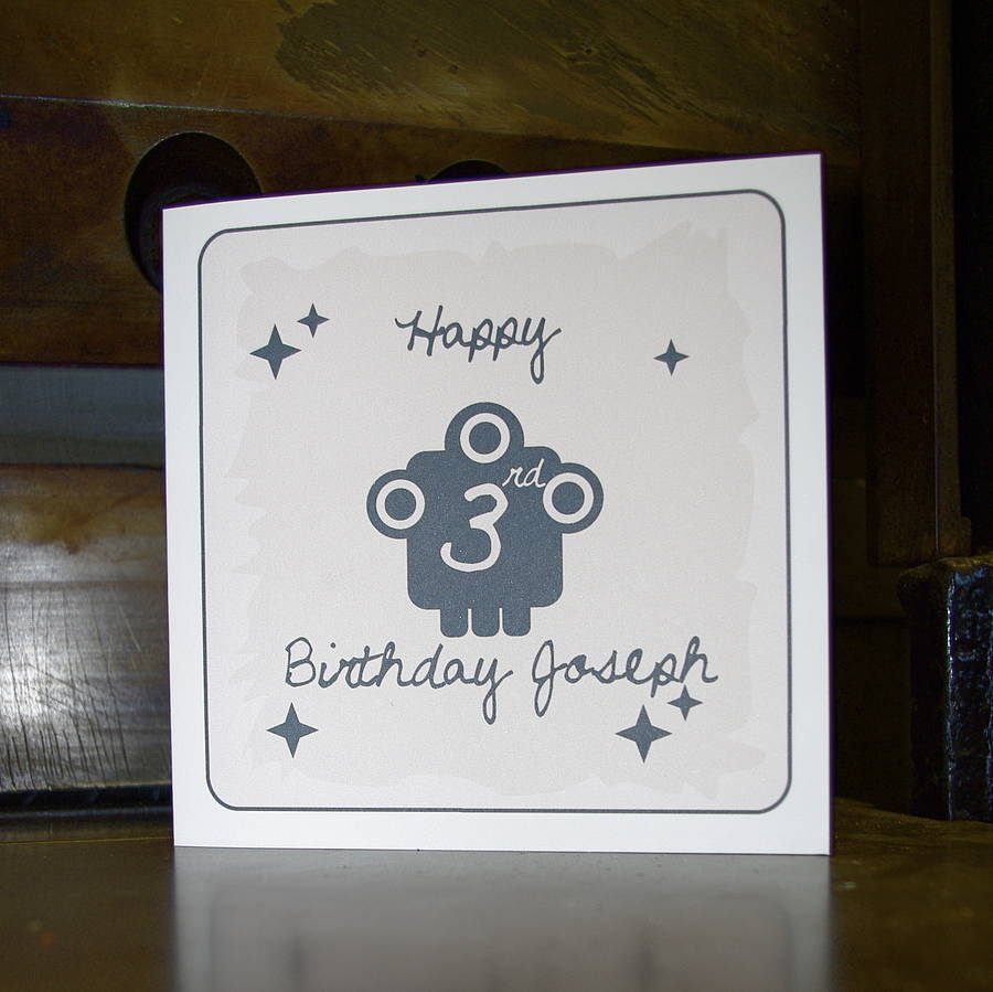 personalised alien birthday card by letterpress design