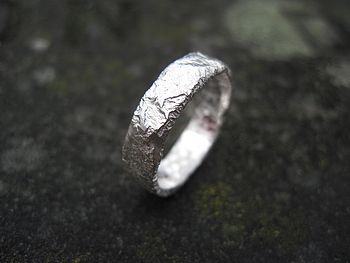 Sterling Silver Rough Rocky Textured Unisex Narrow Ring, 6 of 6