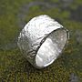 Sterling Silver Wide Rough Rocky Textured Unisex Ring, thumbnail 2 of 6