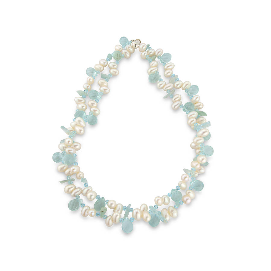 aquamarine and pearl necklace by argent of london | notonthehighstreet.com