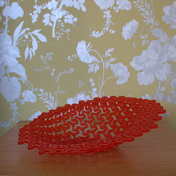 Chilli Red Acrylic Decorative Bowl With Patterned Cuts, 2 of 3