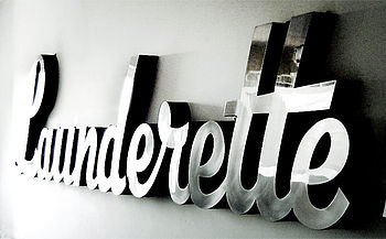 'Launderette' 3D Chrome Sign, 2 of 3