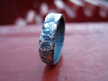 Sterling Silver Rough Rocky Textured Unisex Narrow Ring, 4 of 6