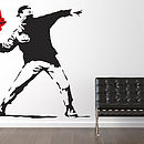 Large Banksy Throwing Flowers Wall Sticker By The Binary Box