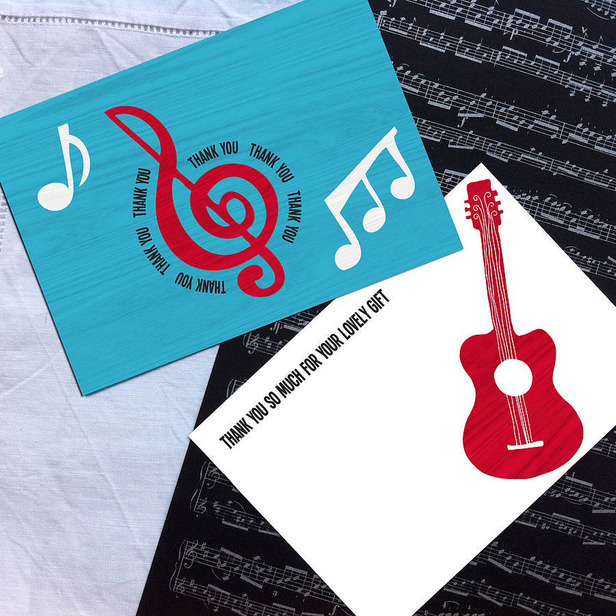 Pack Of Ten Music Thank You Cards By Papier Ink Print 