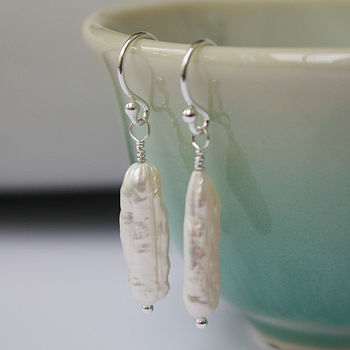 Stick Freshwater Pearl And Silver Earrings, 2 of 4