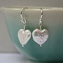 Freshwater Pearl Heart Earrings On Silver Hooks, thumbnail 1 of 7