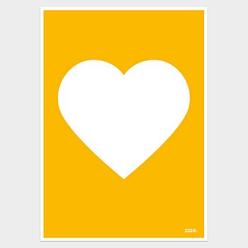 Classic White On Colour Heart Print By Showler and Showler ...