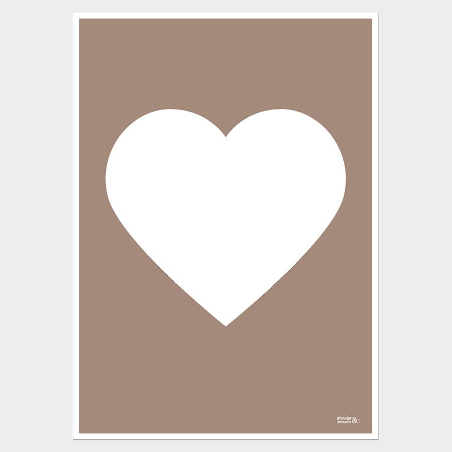 Classic White On Colour Heart Print By Showler And Showler 