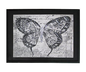 Butterfly Framed Diamante Embellished Artwork, 2 of 3