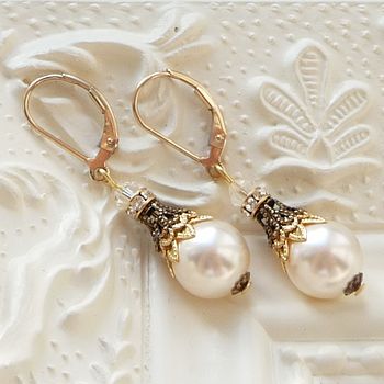 Filigree And Pearl Leverback Earrings, 6 of 8