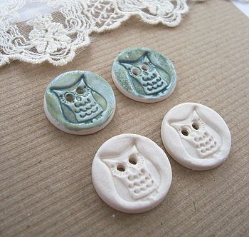 Handmade Porcelain Owl Buttons, 2 of 8