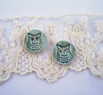 Handmade Porcelain Owl Buttons, 4 of 8