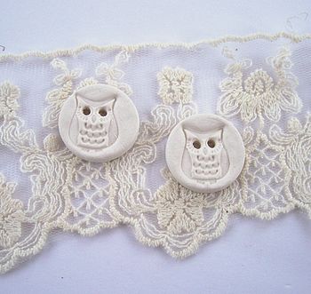 Handmade Porcelain Owl Buttons, 5 of 8