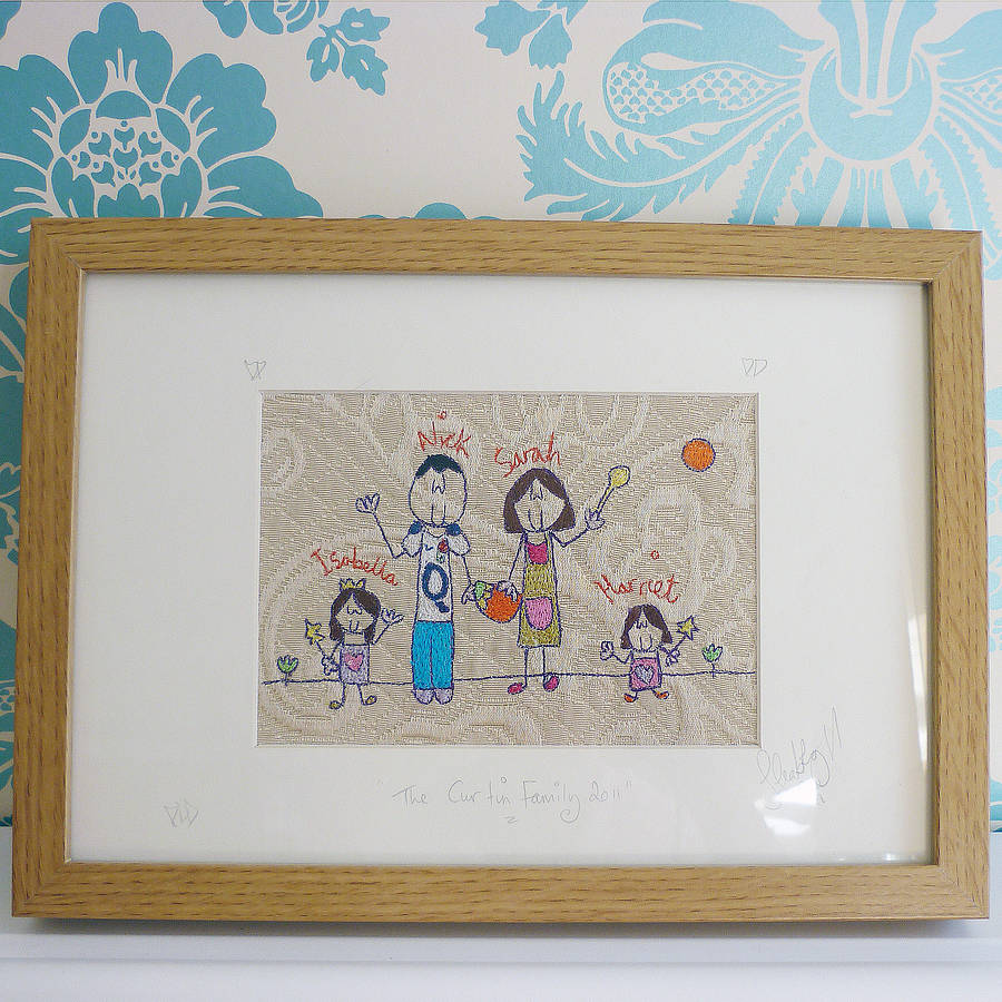 Personalised Family Embroidery Picture, 1 of 12