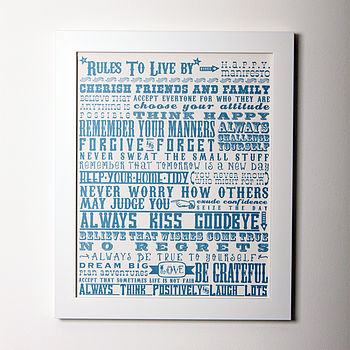 'Rules To Live By' Inspirational Graduation Print, 4 of 10