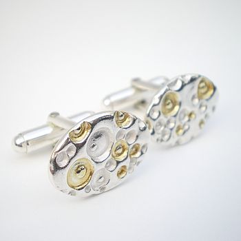 Coral Sterling Silver And Gold Plated Cufflinks, 2 of 4