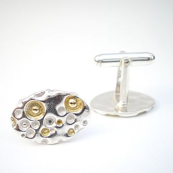 Coral Sterling Silver And Gold Plated Cufflinks, 3 of 4