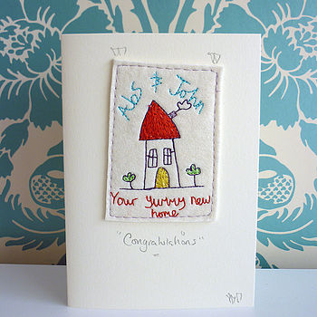 New Home Card, Embroidered, Personalised, 11 of 12