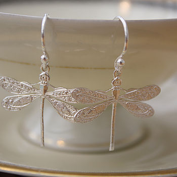 Dragonfly Earrings In Sterling Silver With Gemstones, 4 of 6