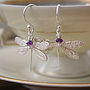 Dragonfly Earrings In Sterling Silver With Gemstones, thumbnail 1 of 6
