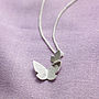 Double Butterfly Silver Necklace, thumbnail 3 of 6
