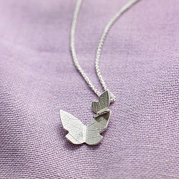 Double Butterfly Silver Necklace, 3 of 6