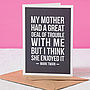 'Motherly Love' Funny Mother's Day Card, thumbnail 1 of 2