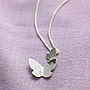 Double Butterfly Silver Necklace, thumbnail 2 of 6