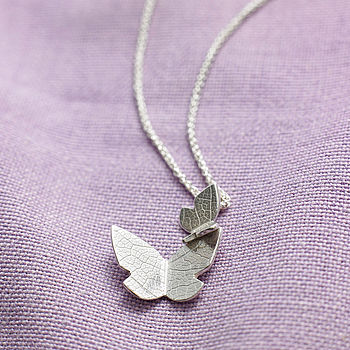 Double Butterfly Silver Necklace, 2 of 6
