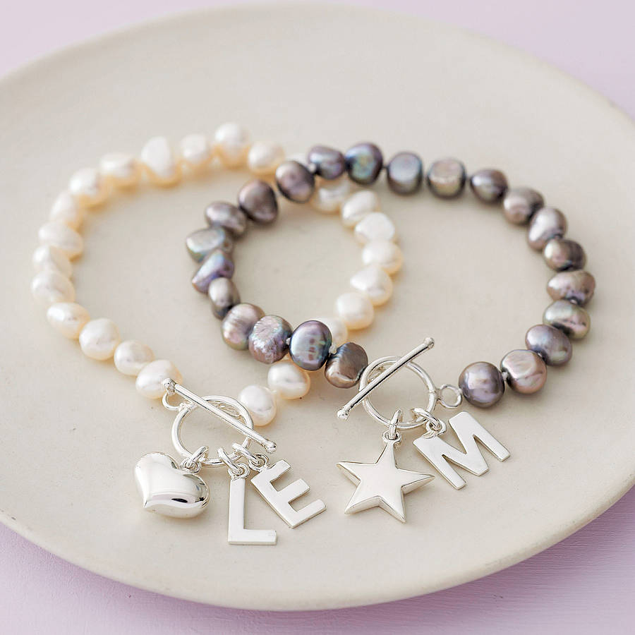 Freshwater Pearl Initial Bracelet By The Carriage Trade Company