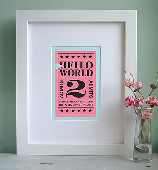 Personalised 'Hello World' Ticket Art Print, 2 of 8