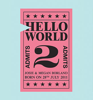 Personalised 'Hello World' Ticket Art Print, 5 of 8