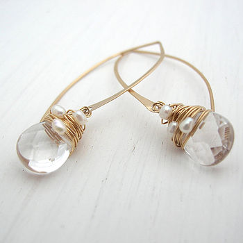 Crystal And Pearl Hoop Earrings, 2 of 6
