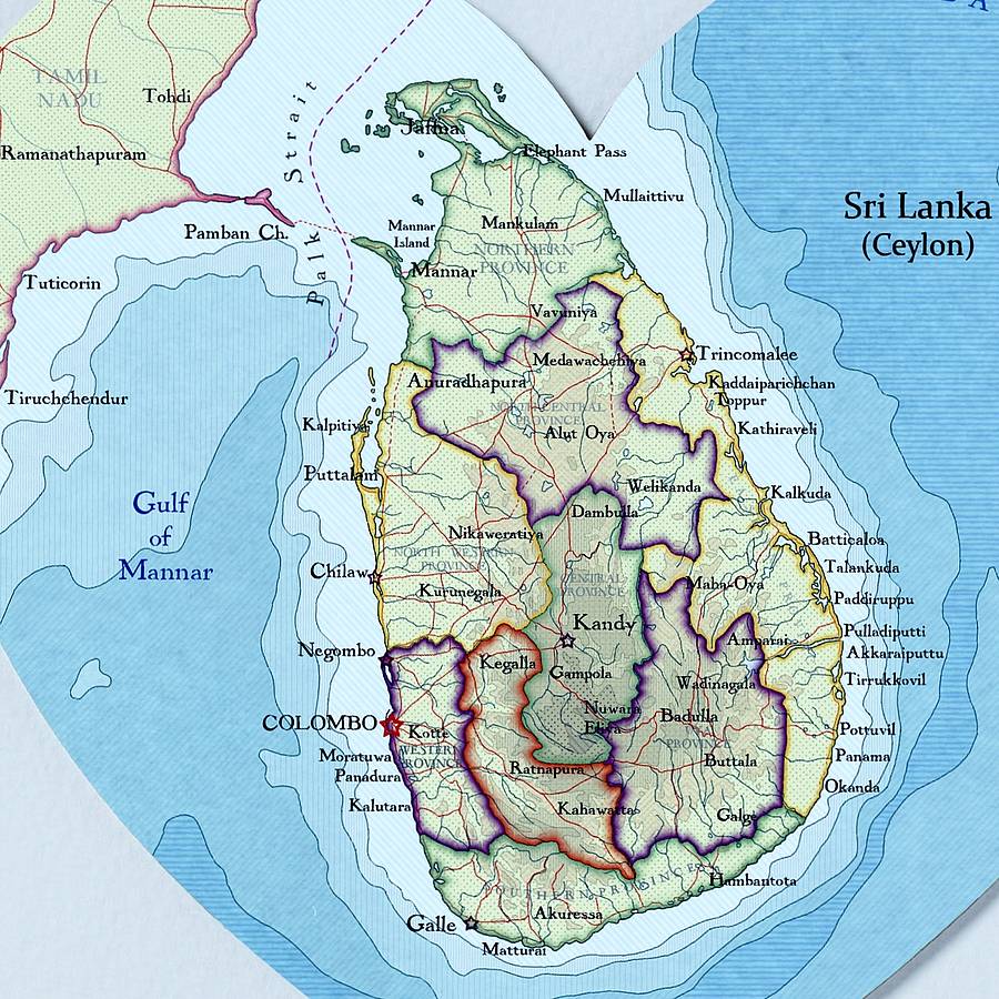 Sri Lanka Map Heart Print Honeymoon Gift By Bombus Off The Peg ...