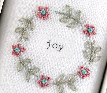 'Joy' Hand Embroidered Hankie, 2 of 3