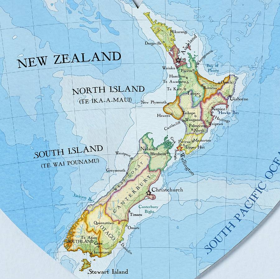 New Zealand Map Heart Print Wedding Gift By Bombus Off The ...