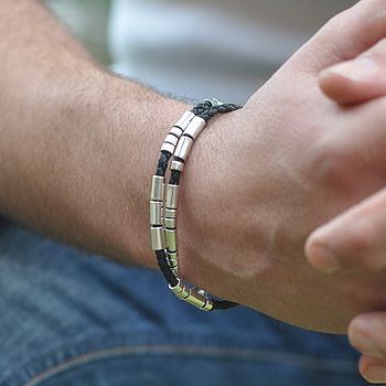 Personalised Men's Leather Morse Code Bracelet, 5 of 11