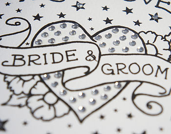 'Bride & Groom' Tattoo Print Diamante Card, 2 of 3