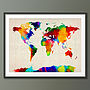 Sponge Paint Map Of The World Art Print, thumbnail 2 of 3