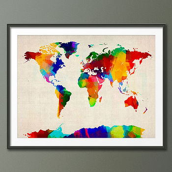 Sponge Paint Map Of The World Art Print, 2 of 3