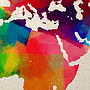 Sponge Paint Map Of The World Art Print, thumbnail 3 of 3