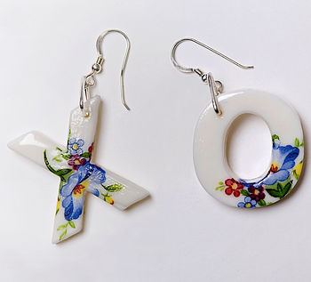 Porcelain 'XX', 'XO' Or 'AZ' Letter Earrings, 3 of 8