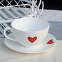 Fine Bone China Heart Cup And Saucer, thumbnail 2 of 4