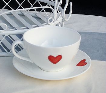 Fine Bone China Heart Cup And Saucer, 2 of 4