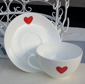 Fine Bone China Heart Cup And Saucer, 3 of 4